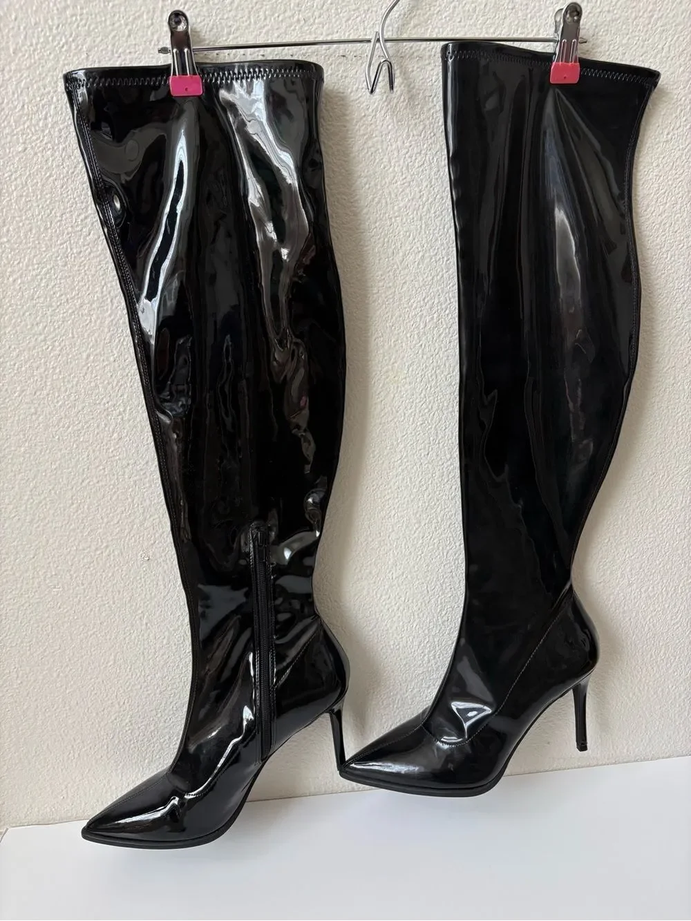 Nordstrom Black Patent Over-the-Knee Stiletto Boots 9.5